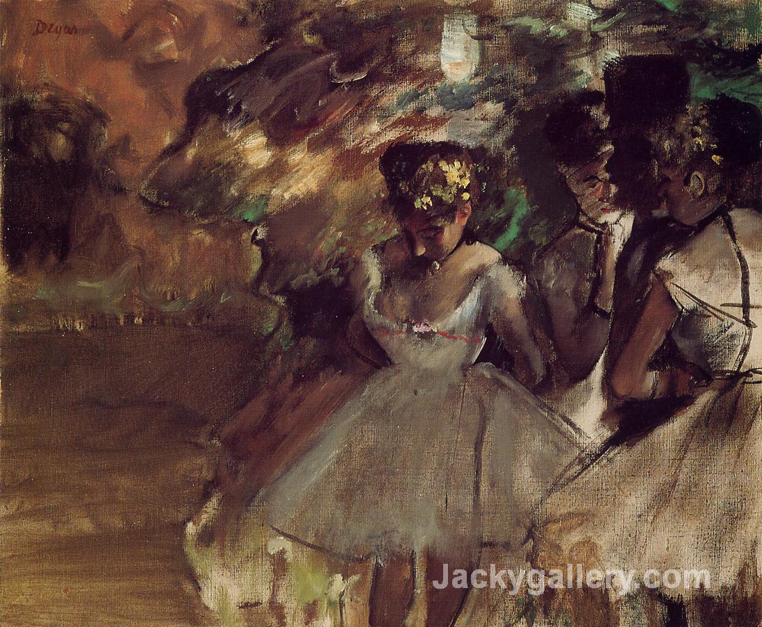 Three Dancers behind the Scenes by Edgar Degas paintings reproduction